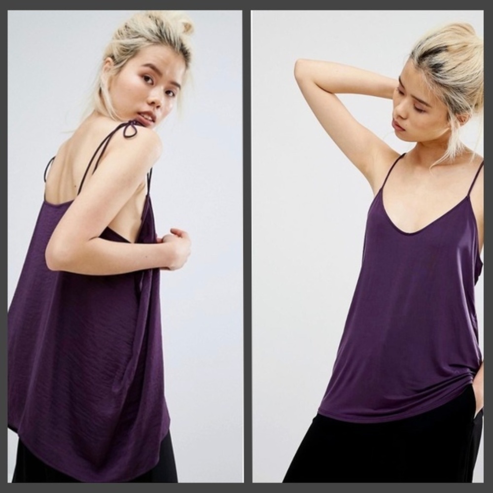 NWT Silky Purple Weekday Tie Strap Cami